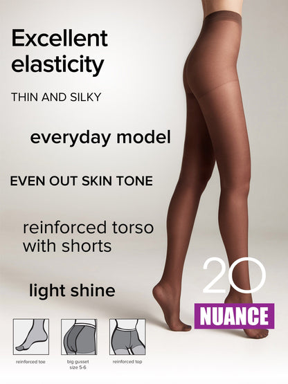 Tights Conte Nuance 20 Den - Reinforced Shorts - A-1 Thread Vault