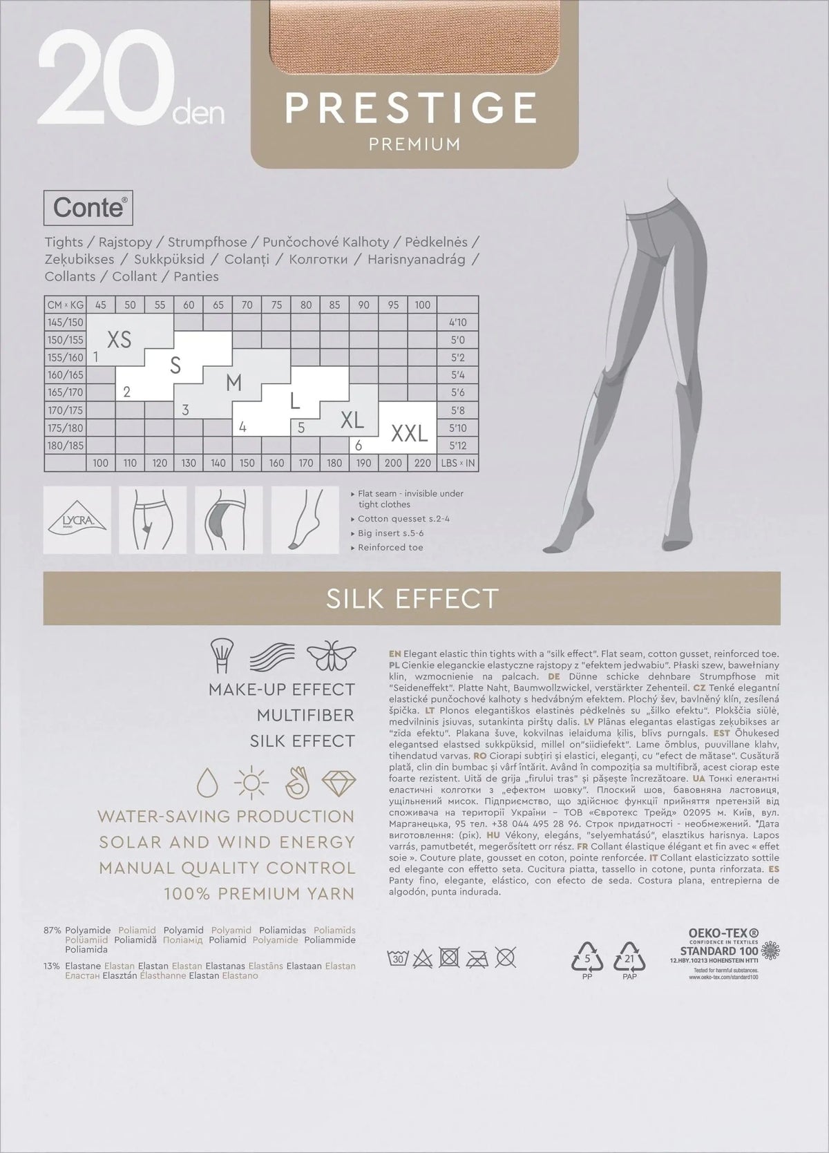 Tights Conte Prestige 20 Den - Sheer to Waist Noble Shine - A-1 Thread Vault