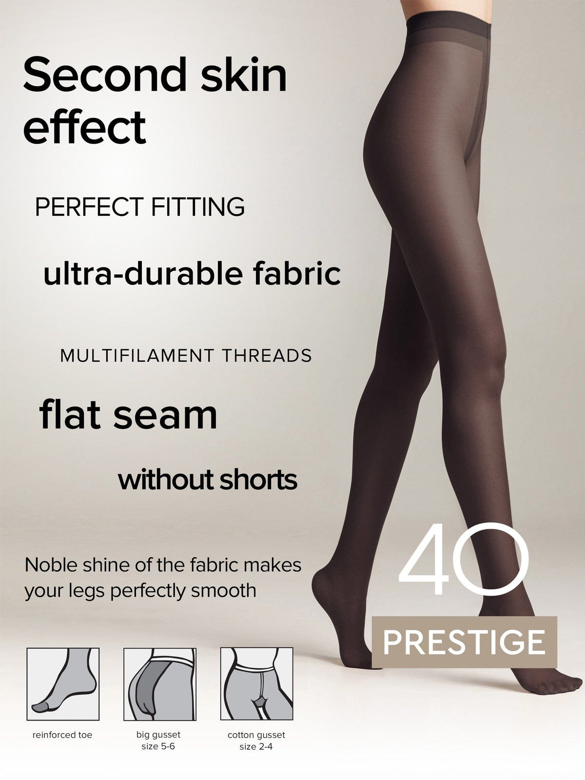 Tights Conte Prestige 40 Den - Sheer to Waist Noble Shine - A-1 Thread Vault