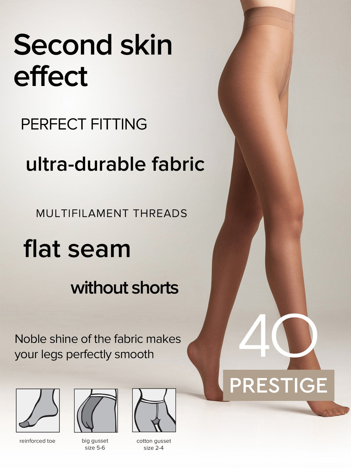 Tights Conte Prestige 40 Den - Sheer to Waist Noble Shine - A-1 Thread Vault