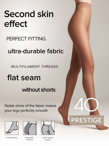 Tights Conte Prestige 40 Den - Sheer to Waist Noble Shine - A-1 Thread Vault