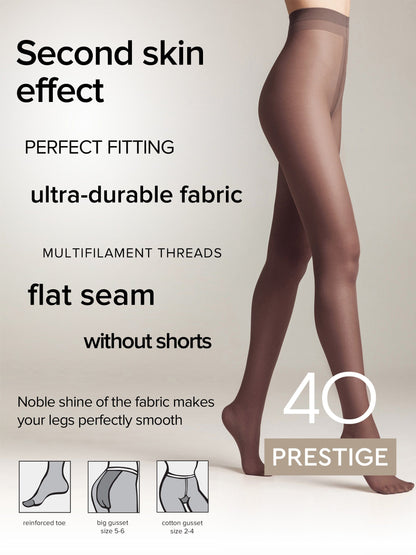 Tights Conte Prestige 40 Den - Sheer to Waist Noble Shine - A-1 Thread Vault