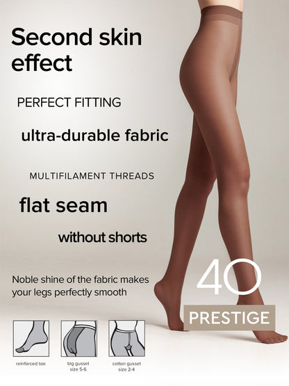 Tights Conte Prestige 40 Den - Sheer to Waist Noble Shine - A-1 Thread Vault