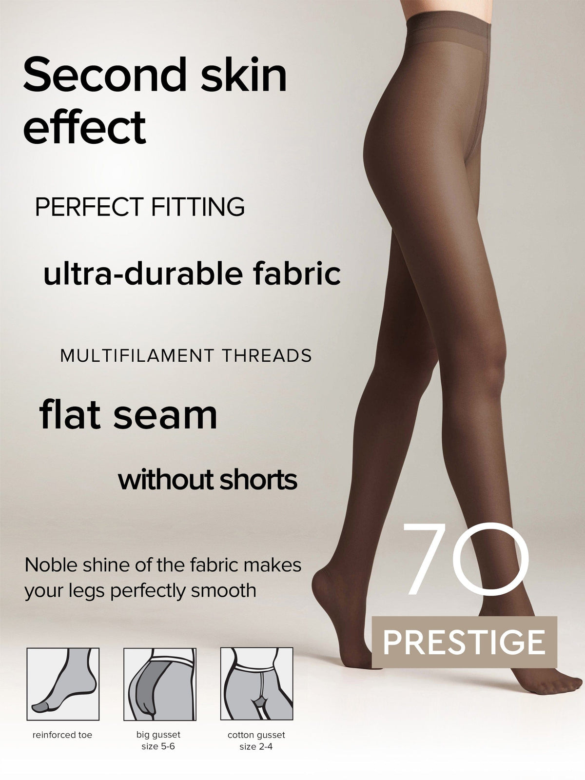 Tights Conte Prestige 70 Den - Soft Silk - A-1 Thread Vault