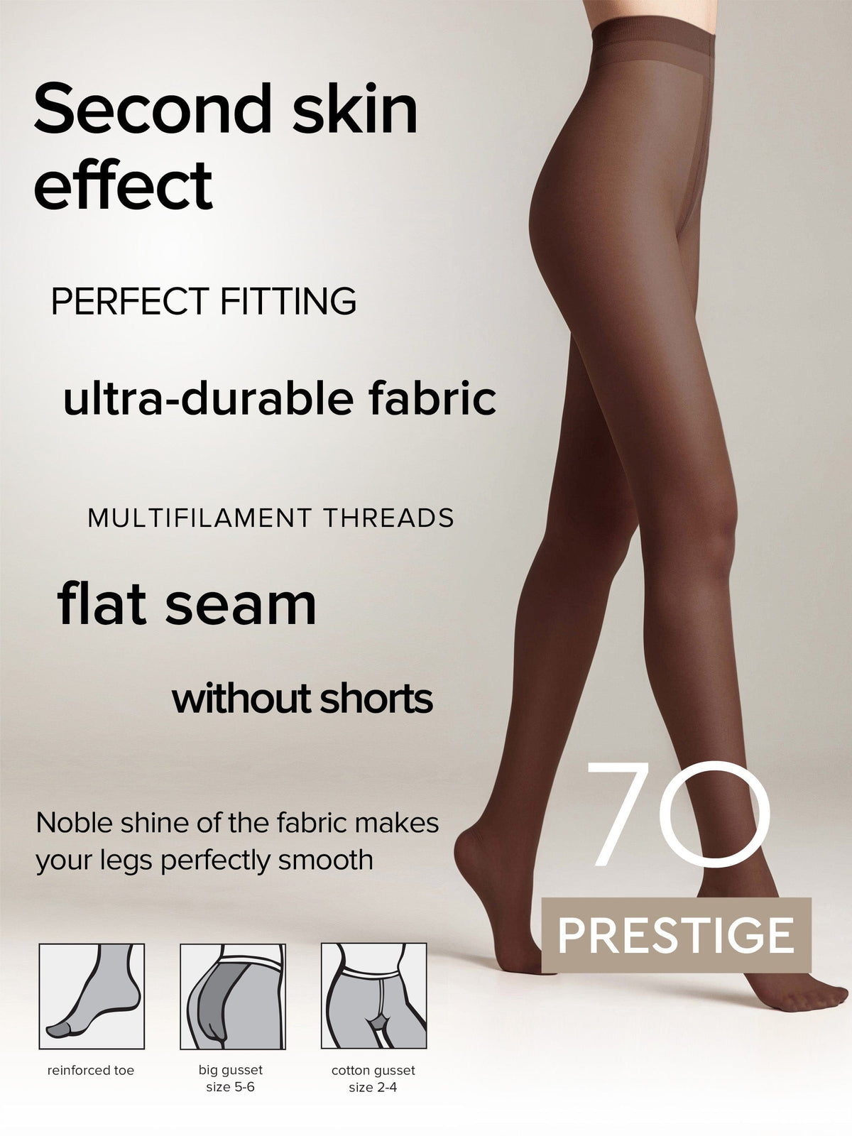 Tights Conte Prestige 70 Den - Soft Silk - A-1 Thread Vault