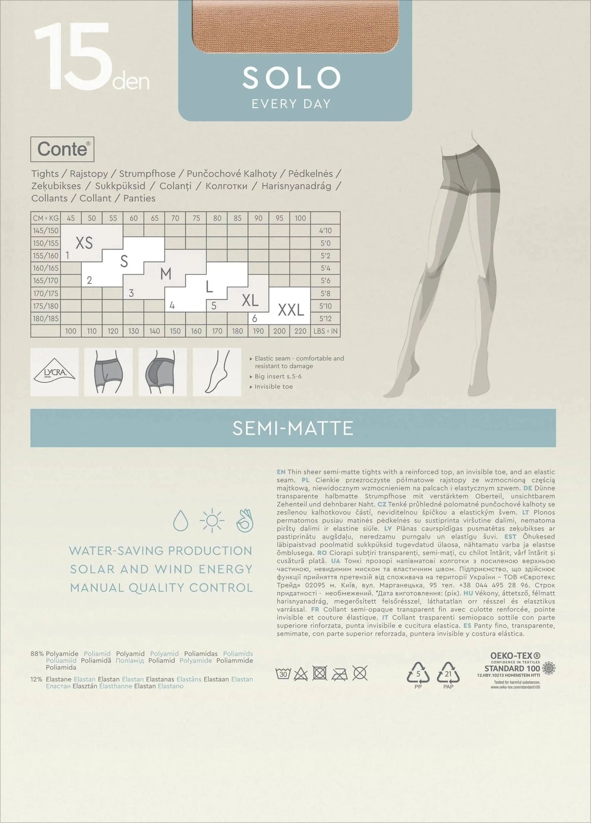 Tights Conte Solo 15 Den - Classic Pantyhose - A-1 Thread Vault