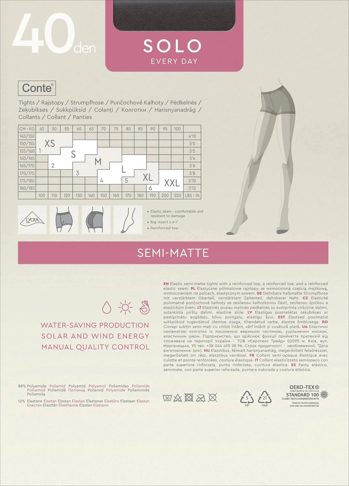 Tights Conte Solo 40 Den - Classic Pantyhose - A-1 Thread Vault
