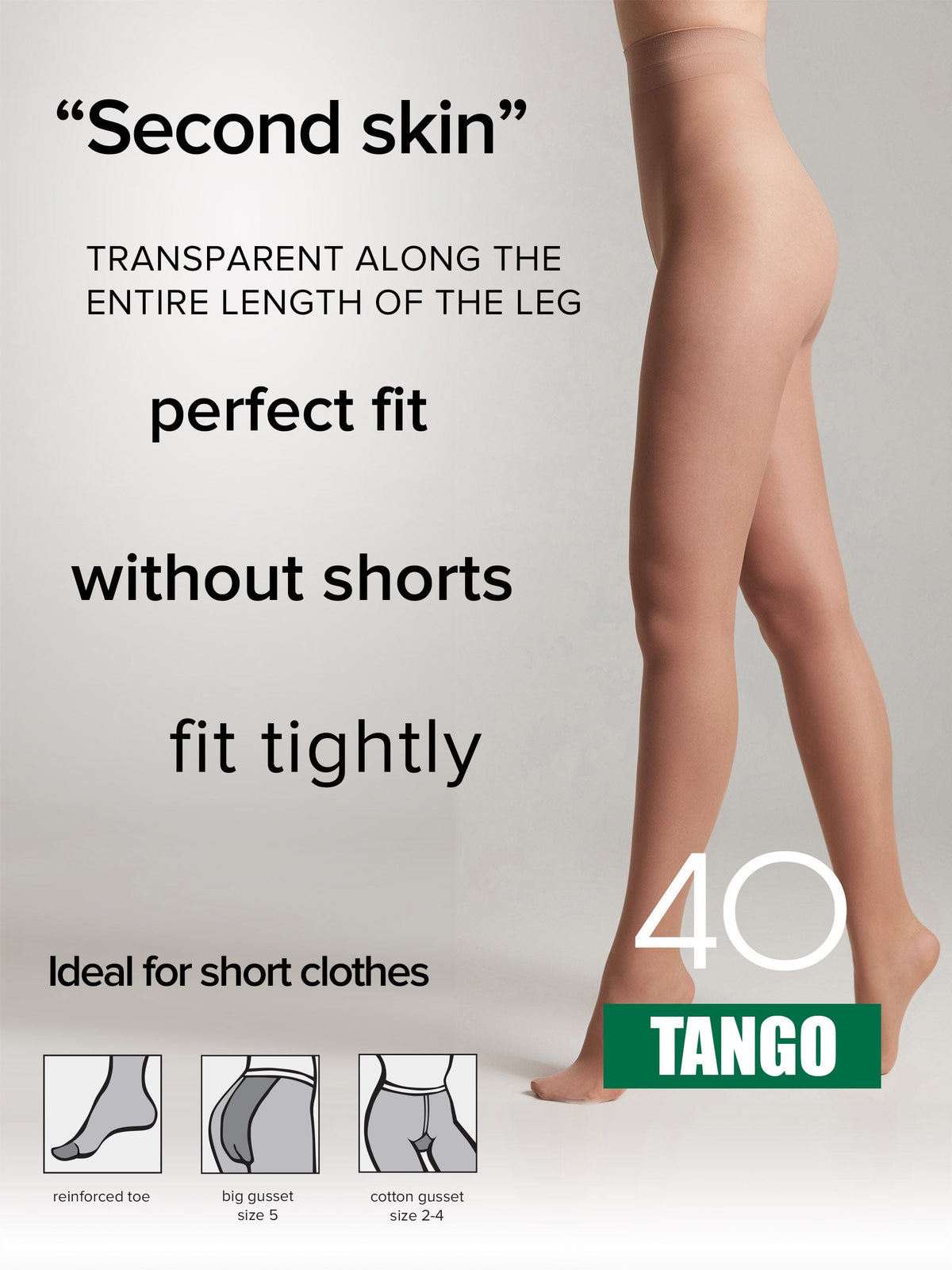Tights Conte Tango 40 Den - Sheer to Waist Satin Shine - A-1 Thread Vault