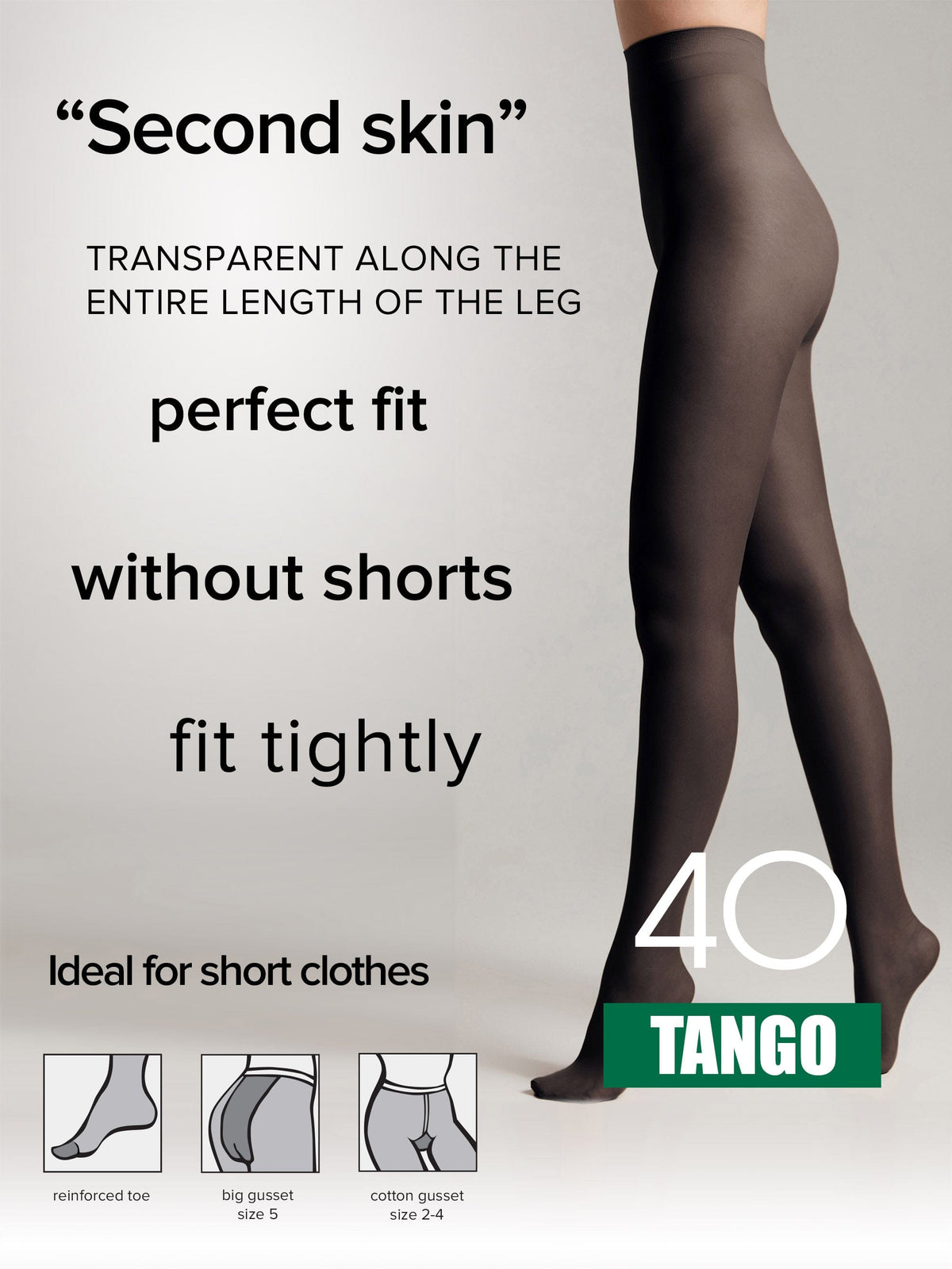 Tights Conte Tango 40 Den - Sheer to Waist Satin Shine - A-1 Thread Vault