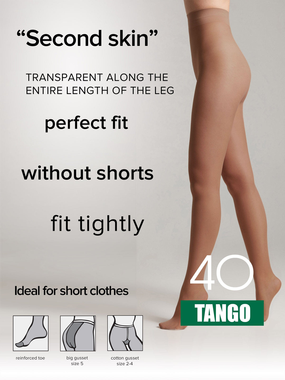 Tights Conte Tango 40 Den - Sheer to Waist Satin Shine - A-1 Thread Vault