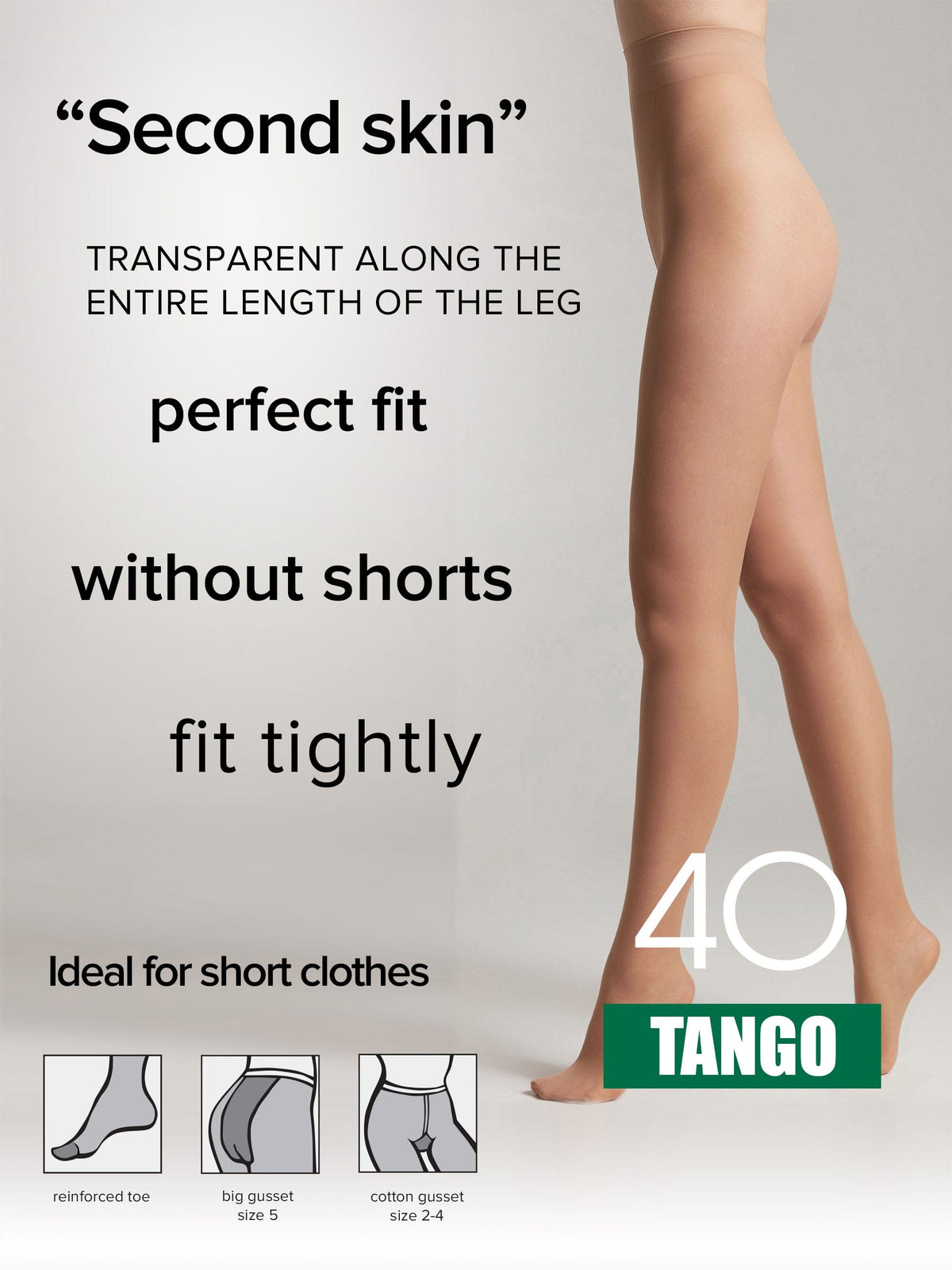 Tights Conte Tango 40 Den - Sheer to Waist Satin Shine - A-1 Thread Vault
