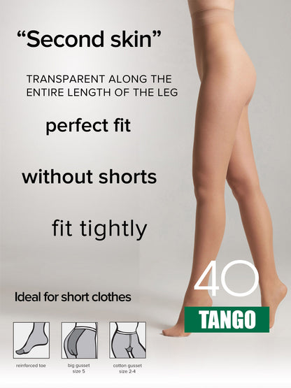 Tights Conte Tango 40 Den - Sheer to Waist Satin Shine - A-1 Thread Vault