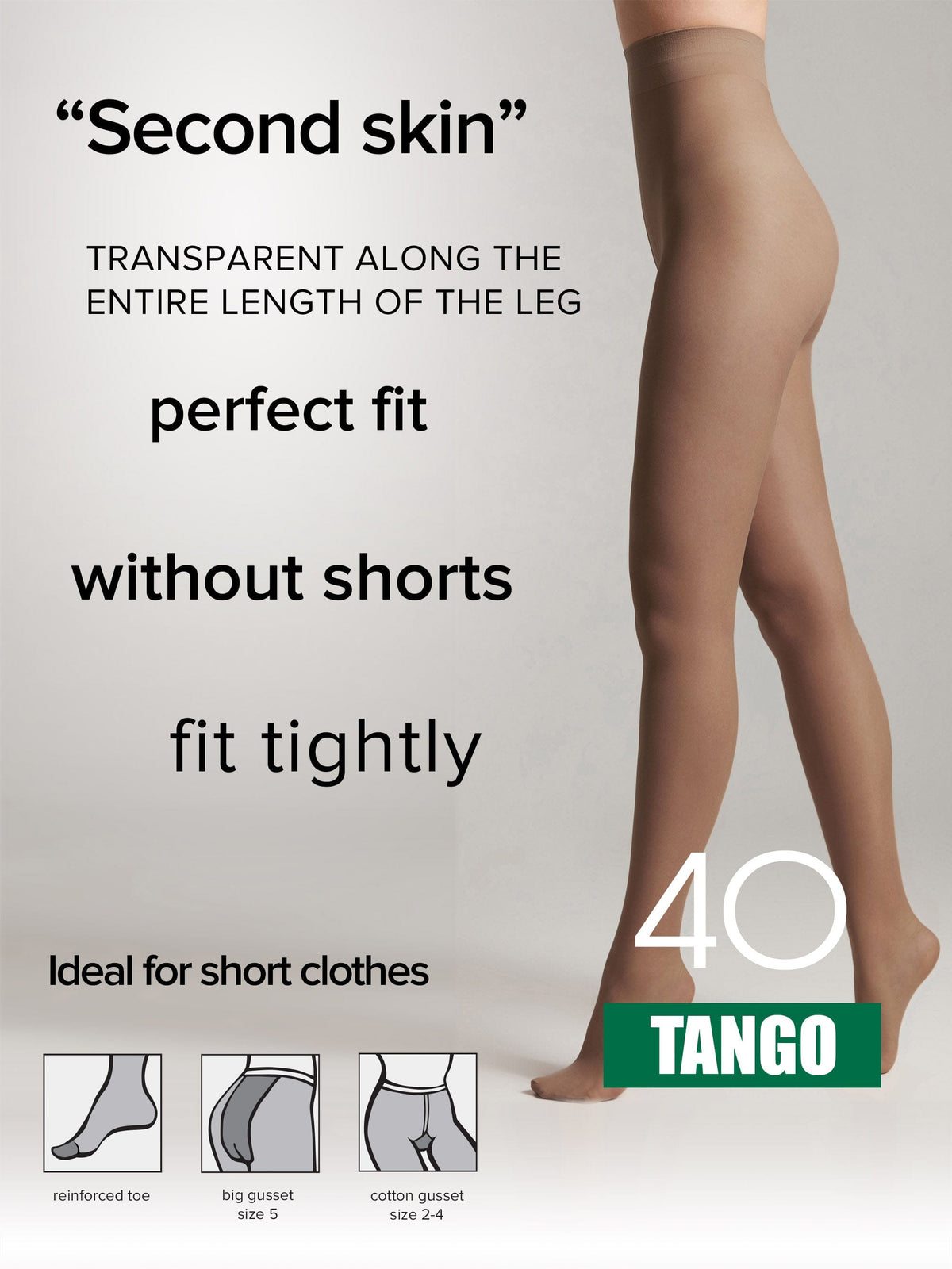 Tights Conte Tango 40 Den - Sheer to Waist Satin Shine - A-1 Thread Vault