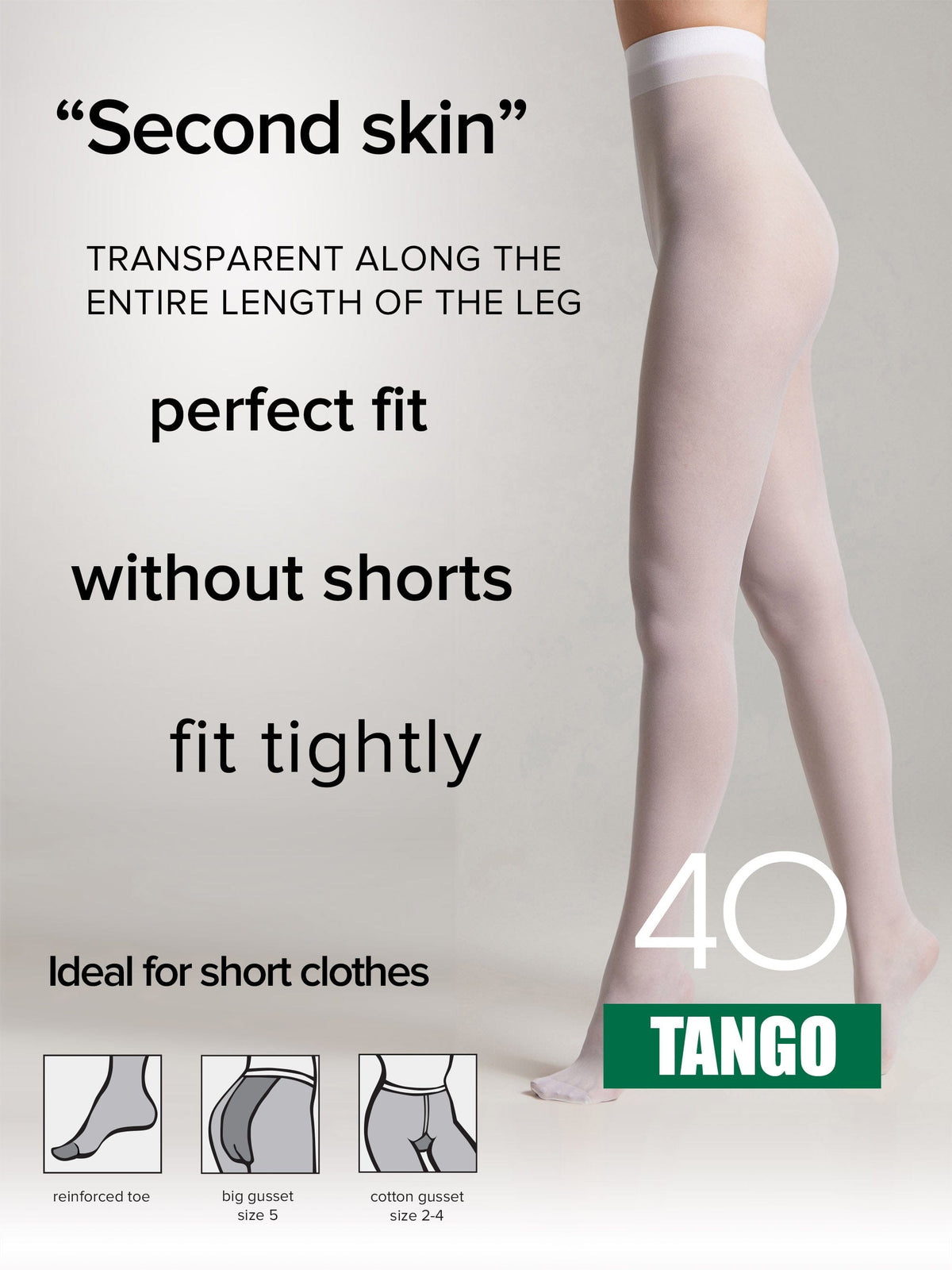 Tights Conte Tango 40 Den - Sheer to Waist Satin Shine - A-1 Thread Vault