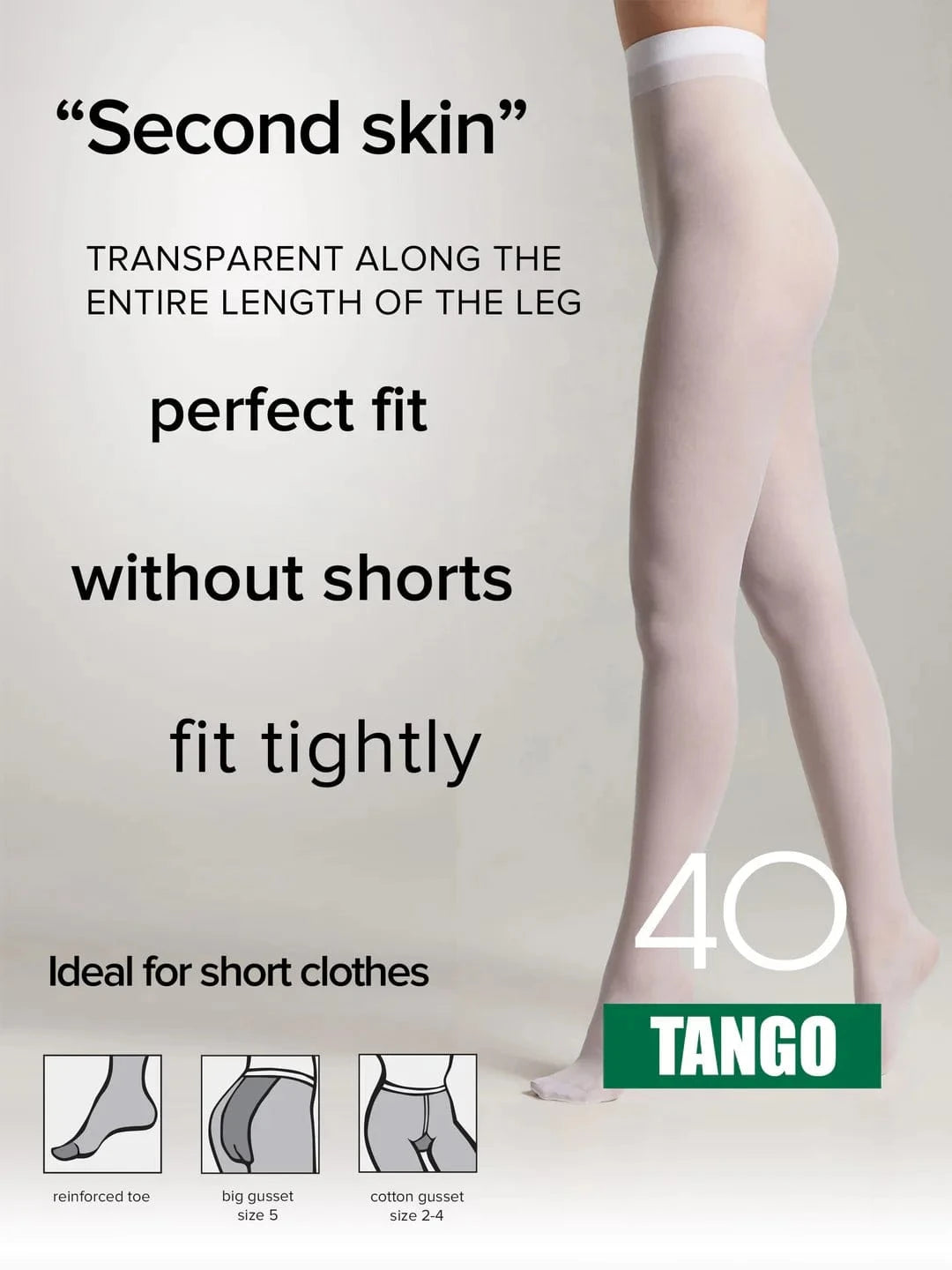 Tights Conte Tango 40 Den - Sheer to Waist Satin Shine - A-1 Thread Vault