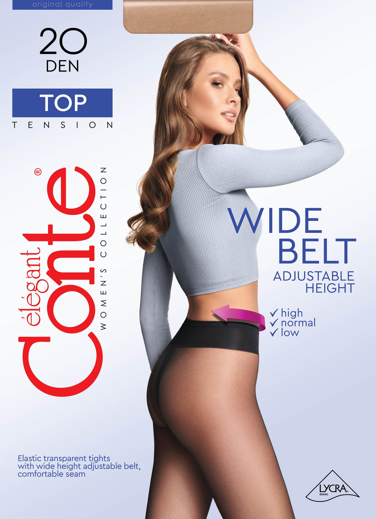 Tights Conte Top 20 Den - Low Waist Adjustable Belt - A-1 Thread Vault