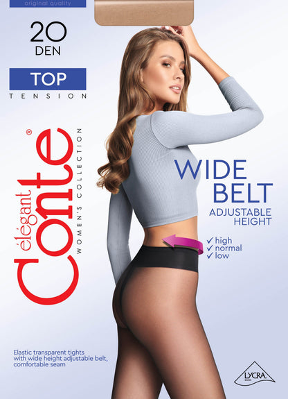 Tights Conte Top 20 Den - Low Waist Adjustable Belt - A-1 Thread Vault