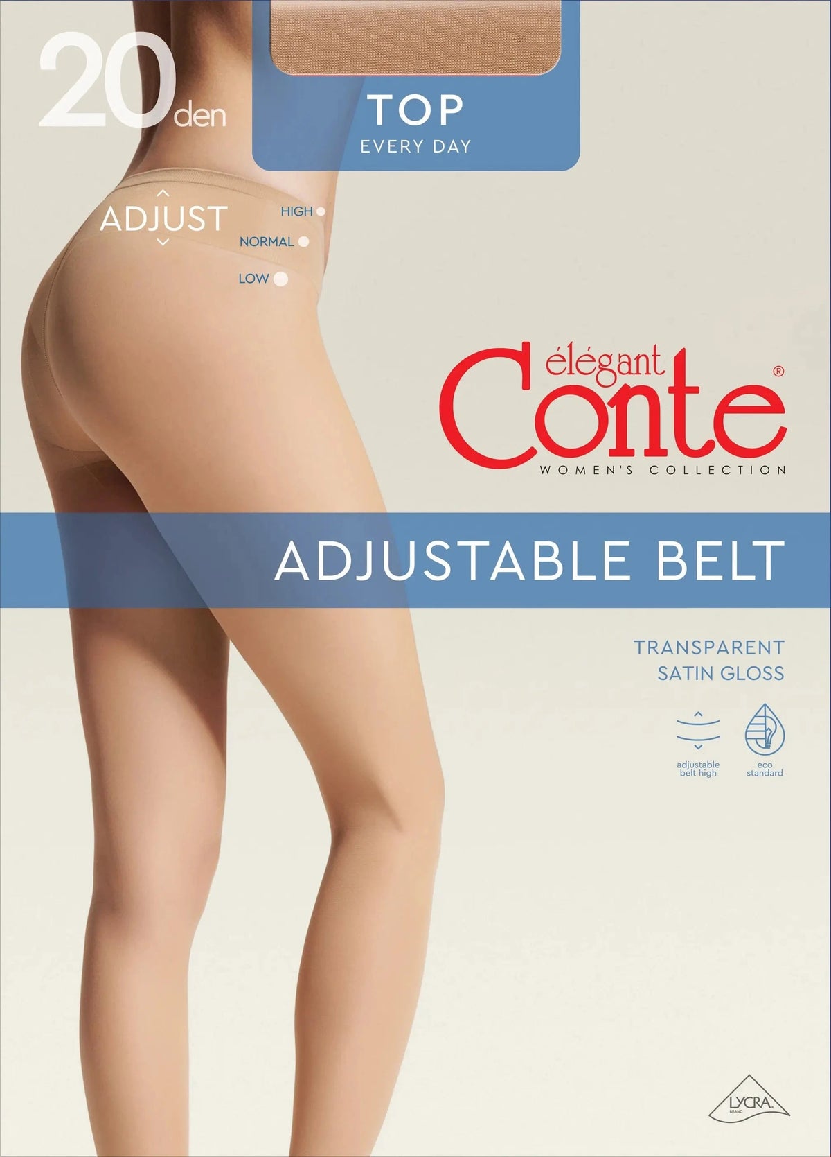 Tights Conte Top 20 Den - Low Waist Adjustable Belt - A-1 Thread Vault