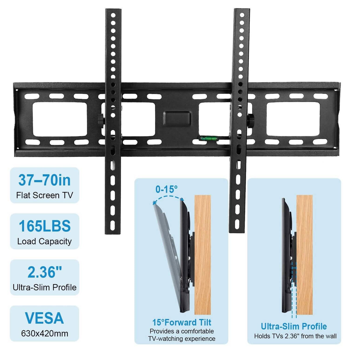 Tilt TV Wall Mount Bracket for 37"-70" LED/LCD/PLASMA Flat TV - A-1 Thread Vault