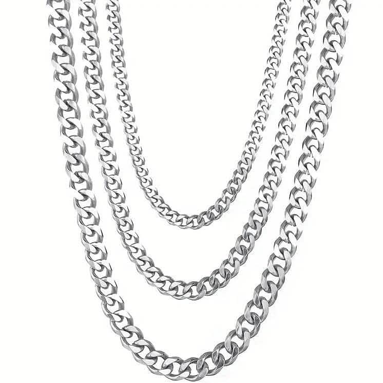 Titanium Stainless Steel Trendy Necklace Cuban Chain with Lobster Clasp - A-1 Thread Vault