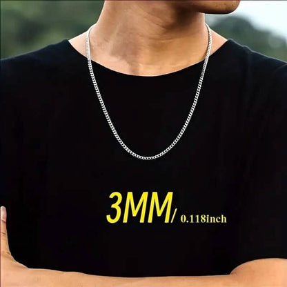 Titanium Stainless Steel Trendy Necklace Cuban Chain with Lobster Clasp - A-1 Thread Vault