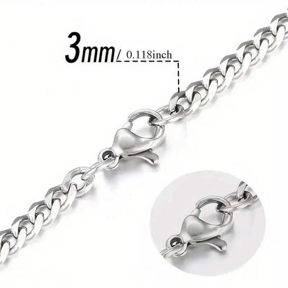 Titanium Stainless Steel Trendy Necklace Cuban Chain with Lobster Clasp - A-1 Thread Vault