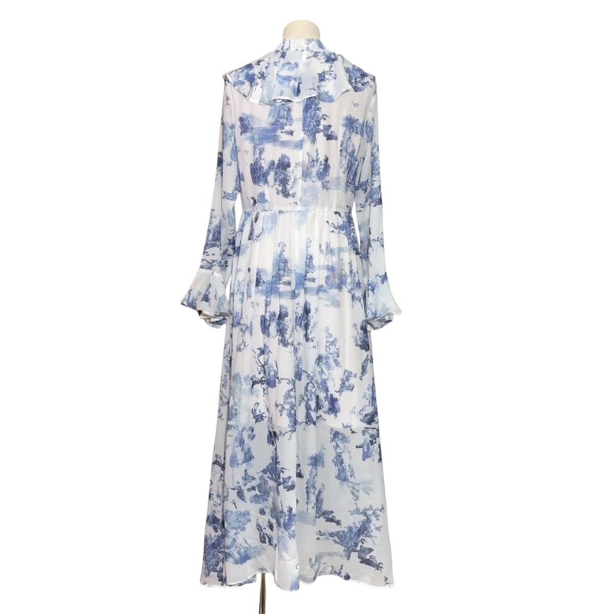 Toile de Jouy Print Ruffle Maxi Dress(MS422) - A-1 Thread Vault