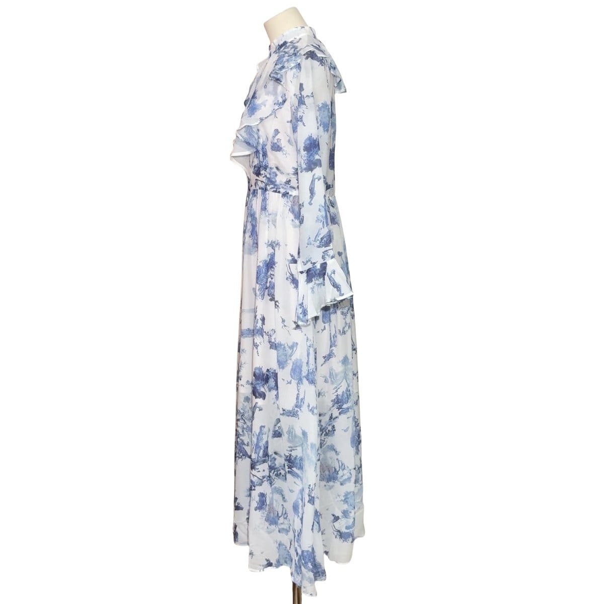 Toile de Jouy Print Ruffle Maxi Dress(MS422) - A-1 Thread Vault