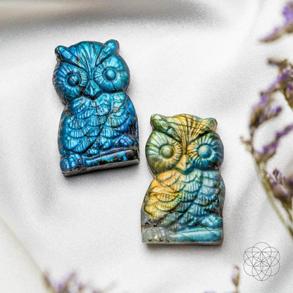 Token of Wisdom - Labradorite Owl Talisman - A-1 Thread Vault