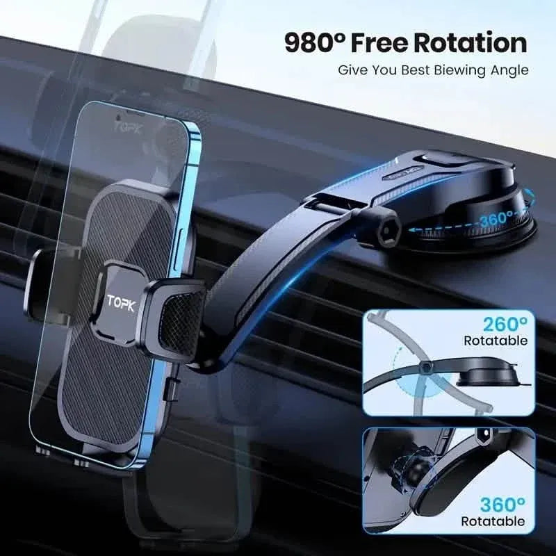 TOPK D38C Car Phone Holder – Adjustable Dashboard Mount - A-1 Thread Vault