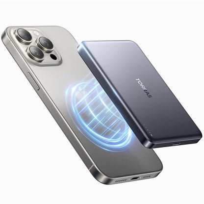 TORRAS MiniMag Power Bank,Ultra-Slim 10,000mAh Magnetic Wireless Portable Charger, 22.5W Fast Charging Battery Pack with USB-C Cable Designed for iPhone 16 Pro Max/16 Pro/16/15/14/13/12, Glacier Gray - A-1 Thread Vault