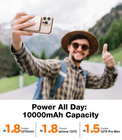TORRAS MiniMag Power Bank,Ultra-Slim 10,000mAh Magnetic Wireless Portable Charger, 22.5W Fast Charging Battery Pack with USB-C Cable Designed for iPhone 16 Pro Max/16 Pro/16/15/14/13/12, Glacier Gray - A-1 Thread Vault