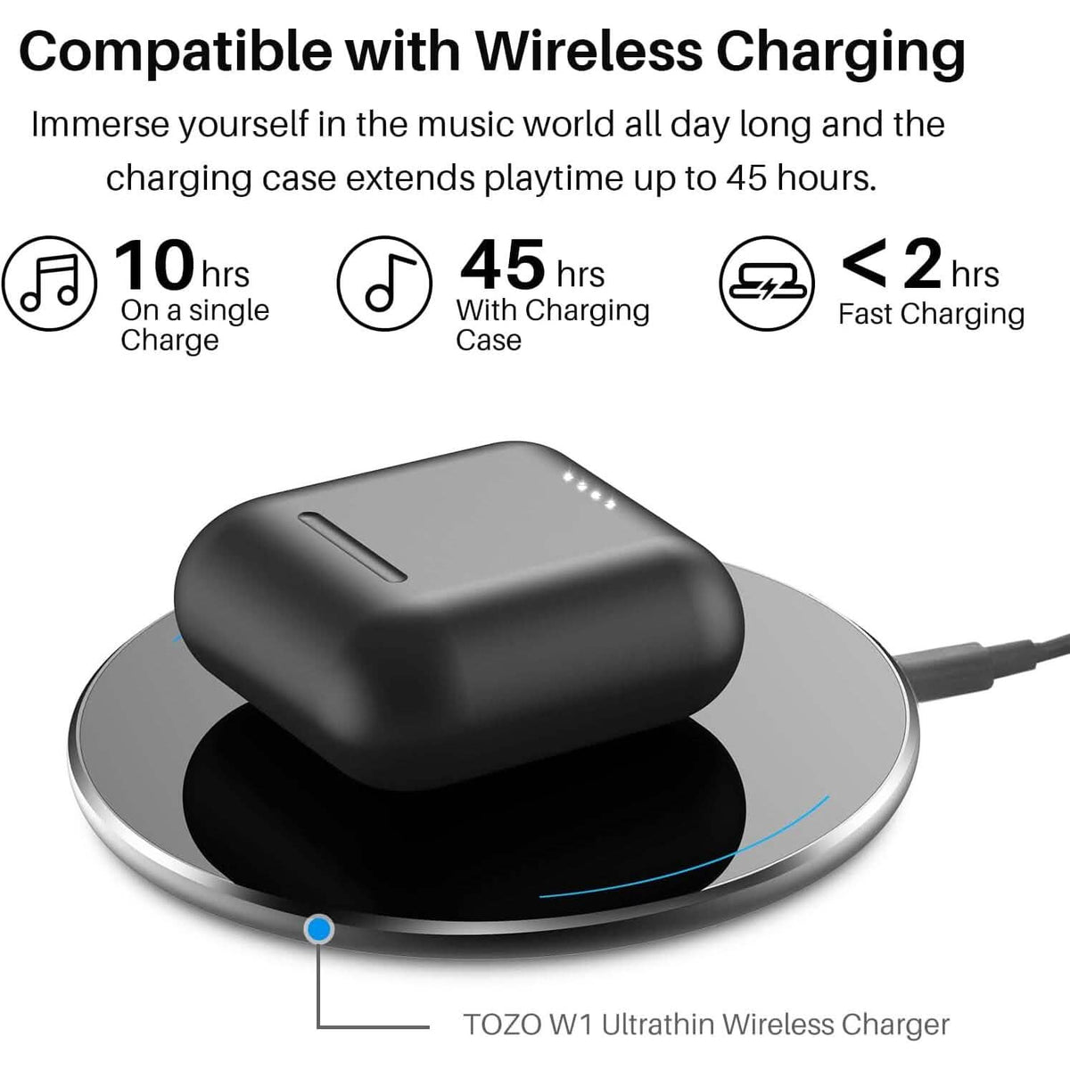 TOZO T6 True Wireless Earbuds Bluetooth 5.3 Headphones Touch Control with Wireless Charging Case (Refurbished) - A-1 Thread Vault