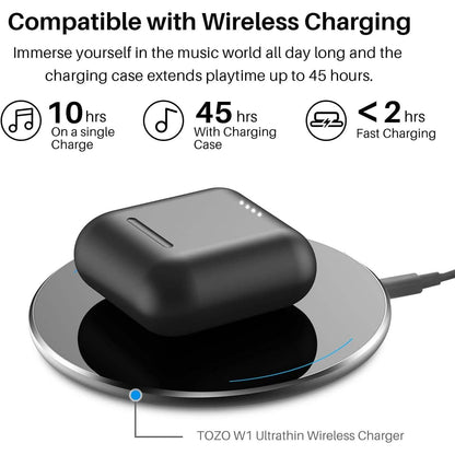 TOZO T6 True Wireless Earbuds Bluetooth 5.3 Headphones Touch Control with Wireless Charging Case (Refurbished) - A-1 Thread Vault