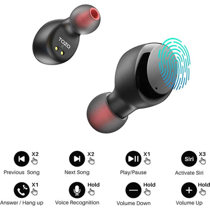TOZO T6 True Wireless Earbuds Bluetooth 5.3 Headphones Touch Control with Wireless Charging Case (Refurbished) - A-1 Thread Vault