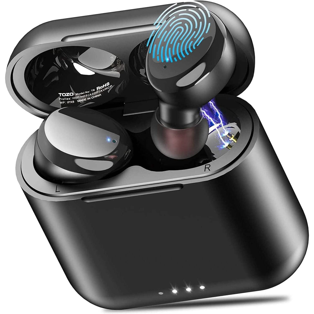 TOZO T6 True Wireless Earbuds Bluetooth 5.3 Headphones Touch Control with Wireless Charging Case (Refurbished) - A-1 Thread Vault