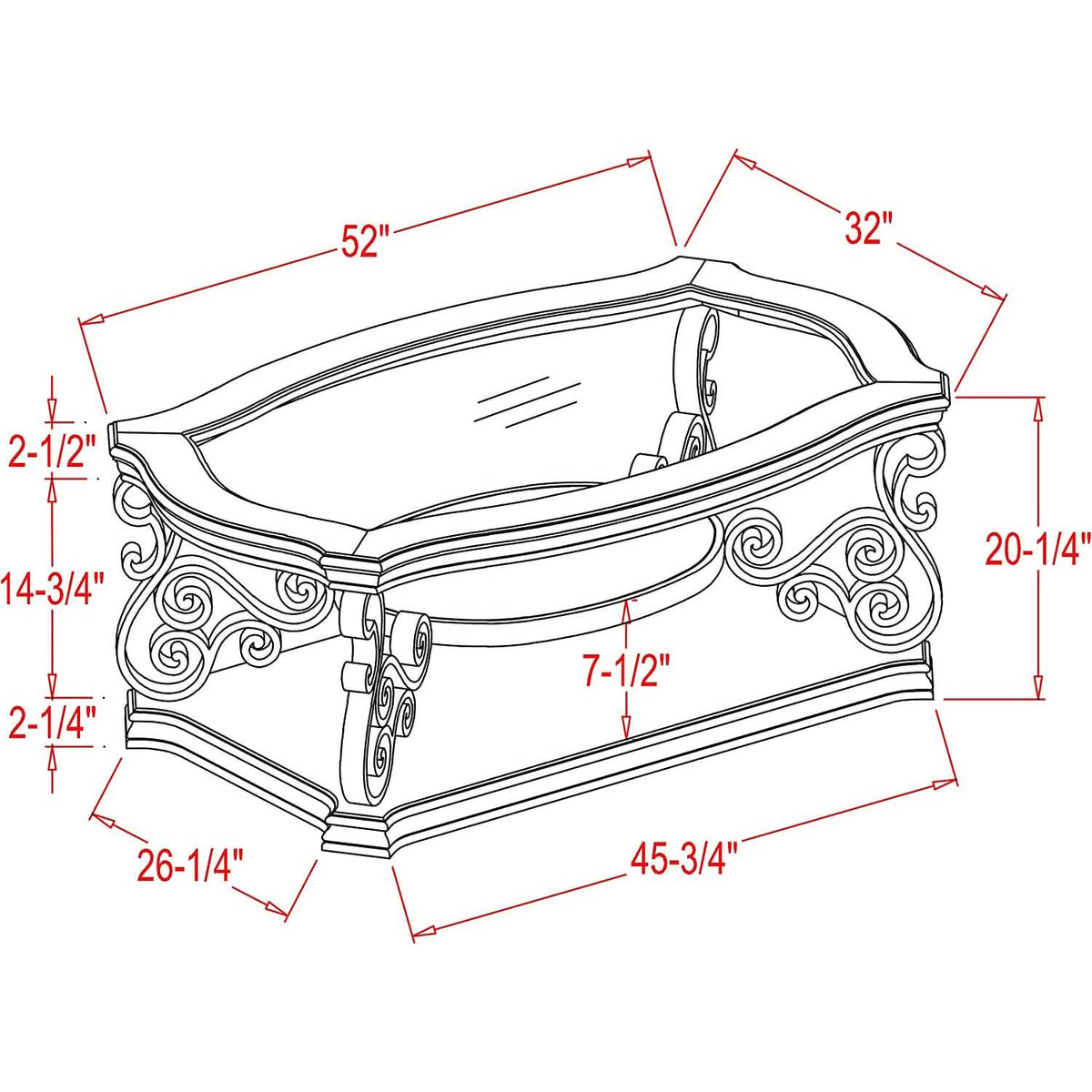 Traditional Coffee Table Accent Cocktail Table - A-1 Thread Vault
