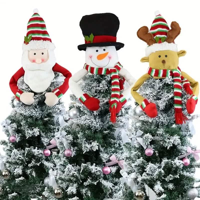 Traditional Wool Festive Christmas Tree Top Star and Snowman Decoration - A-1 Thread Vault