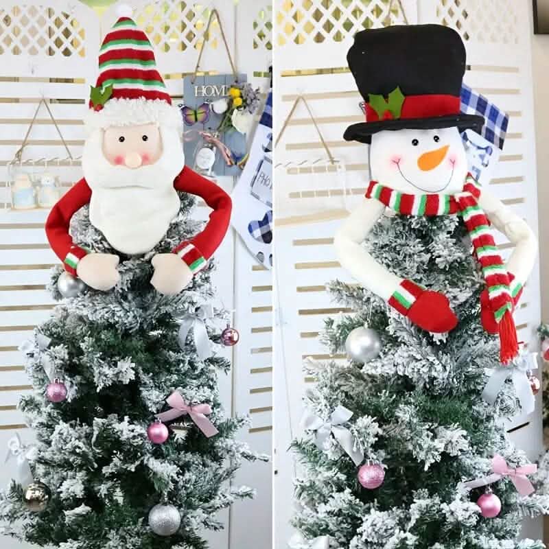 Traditional Wool Festive Christmas Tree Top Star and Snowman Decoration - A-1 Thread Vault