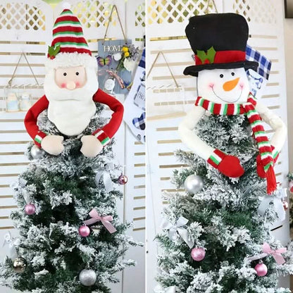 Traditional Wool Festive Christmas Tree Top Star and Snowman Decoration - A-1 Thread Vault