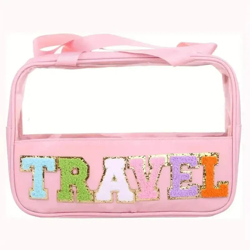 Transparent Letter Pattern Makeup Bag with Handle - A-1 Thread Vault