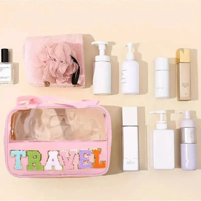 Transparent Letter Pattern Makeup Bag with Handle - A-1 Thread Vault