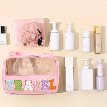 Transparent Letter Pattern Makeup Bag with Handle - A-1 Thread Vault
