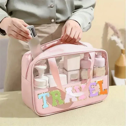 Transparent Letter Pattern Makeup Bag with Handle - A-1 Thread Vault