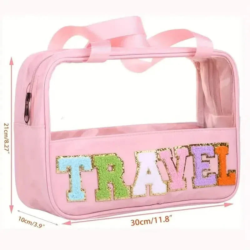 Transparent Letter Pattern Makeup Bag with Handle - A-1 Thread Vault