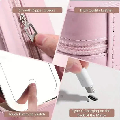 Travel Compact Touch Screen Tabletop Cosmetic Makeup Mirror with LED and 1200mAh - A-1 Thread Vault