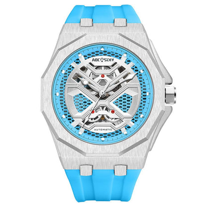 Trendy Hollow Mechanical Watch With Luminous Display And Water Resistance For Men - A-1 Thread Vault