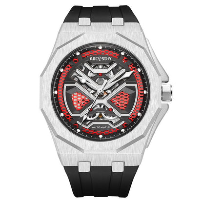 Trendy Hollow Mechanical Watch With Luminous Display And Water Resistance For Men - A-1 Thread Vault