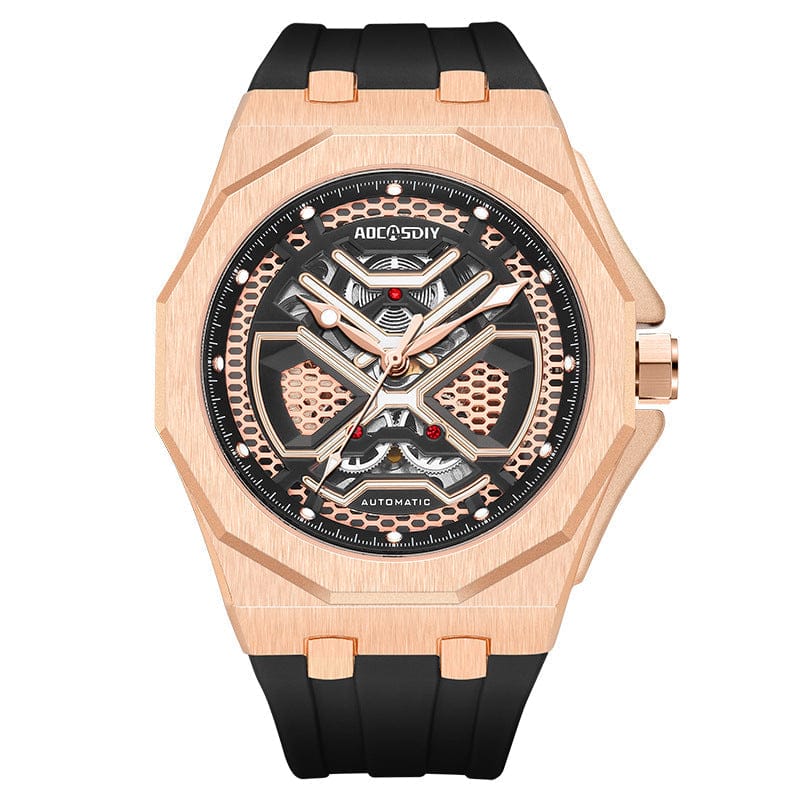 Trendy Hollow Mechanical Watch With Luminous Display And Water Resistance For Men - A-1 Thread Vault