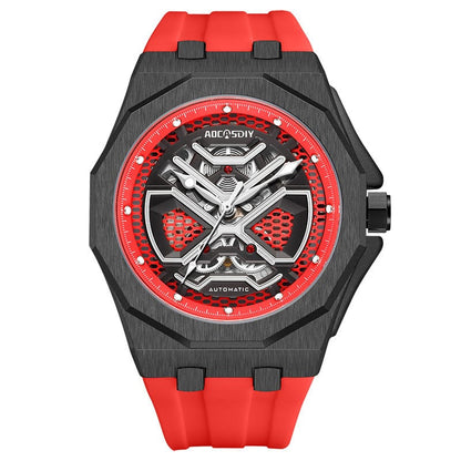 Trendy Hollow Mechanical Watch With Luminous Display And Water Resistance For Men - A-1 Thread Vault